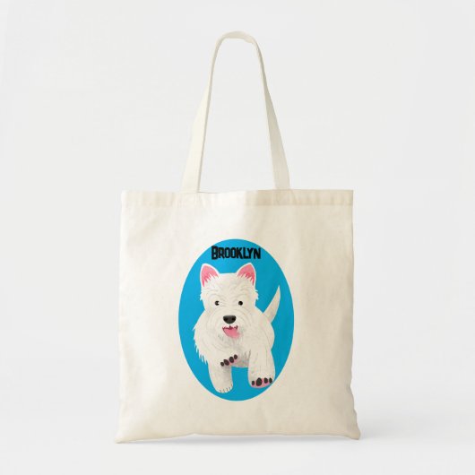 Tote Bag Caricature blanche de terrier de l'ouest (Devant)
