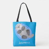 Tote Bag Caricature bleu loutre de mer joyeux (Dos)