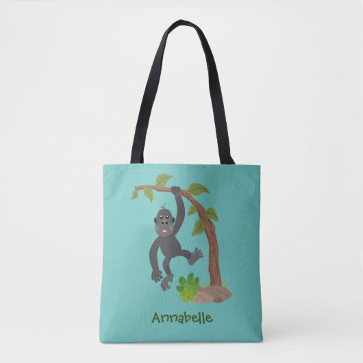 Tote Bag Caricature de bébé gorille joyeux (Devant)