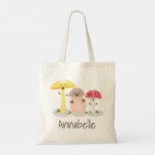 Tote Bag Caricature de champignons joyeux et de tabourets (Dos)