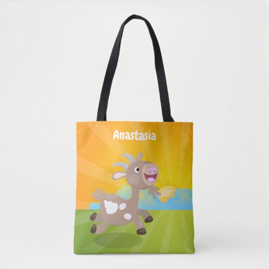 Tote Bag Caricature de chèvre billy joyeux (Devant)
