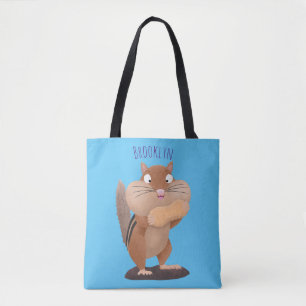 Tote Bag Caricature de chipmunk à grosses joues mignonnes