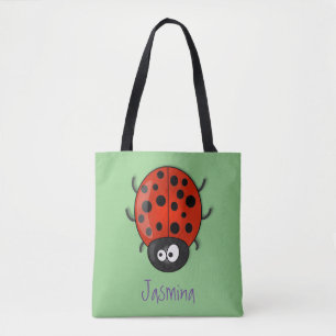 Tote Bag Caricature de coccinelle rouge joyeux