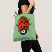 Tote Bag Caricature de coccinelle rouge joyeux (De près)