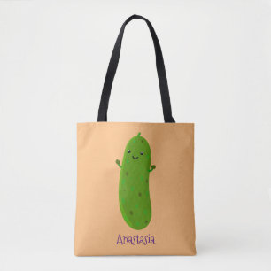 Tote Bag Caricature de cornichon joyeux