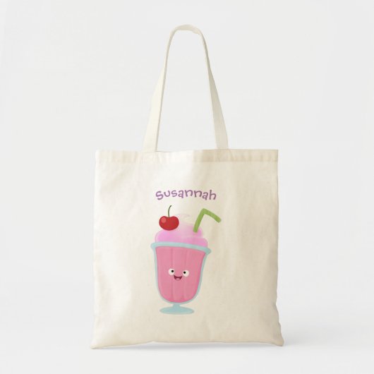 Tote Bag Caricature de crème glacée de fraise mignonne (Devant)