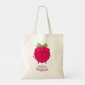 Tote Bag Caricature de framboise très heureuse (Dos)