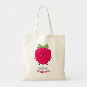Tote Bag Caricature de framboise très heureuse