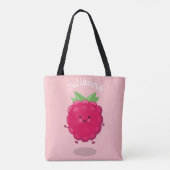 Tote Bag Caricature de framboise très heureuse (Dos)