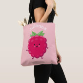 Tote Bag Caricature de framboise très heureuse (De près)