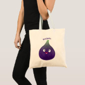 Tote Bag Caricature de fruits mauve joyeux aux figues (Devant (produit))