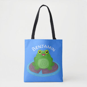 Tote Bag Caricature de grenouille verte mignonne