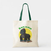 Tote Bag Caricature de gros gorilles joyeux (Dos)