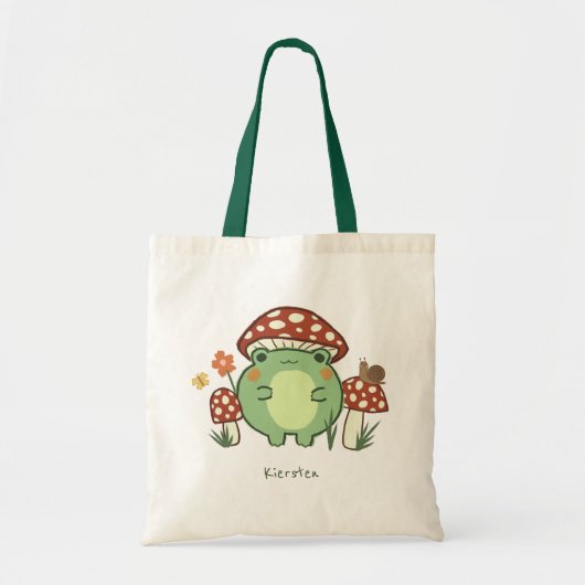 Tote Bag Caricature de la grenouille et des champignons | N (Devant)