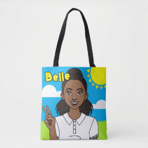 Tote Bag Caricature de la peau foncée Bibliothèque étudiant