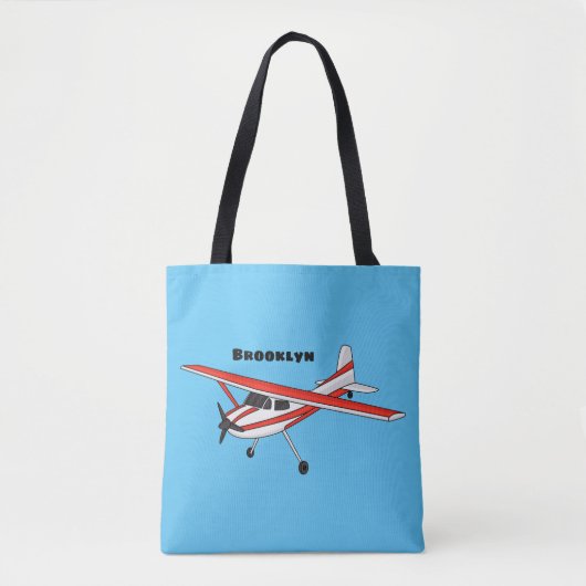 Tote Bag Caricature de l'avion à train de vélo (Devant)
