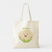 Tote Bag Caricature de légume de chou-fleur joyeux (Dos)