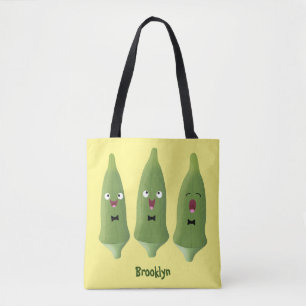 Tote Bag Caricature de légumes de l'okra chantante mignonne