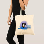 Tote Bag Caricature de manchot joyeux sautant (Devant (produit))