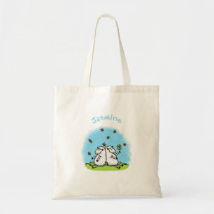 Tote Bag Caricature de moutons mignons amis et papillons