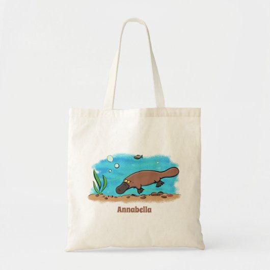 Tote Bag Caricature de natation de Cute platypus (Devant)