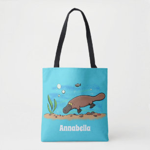 Tote Bag Caricature de natation de Cute platypus