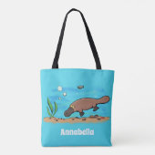 Tote Bag Caricature de natation de Cute platypus (Dos)