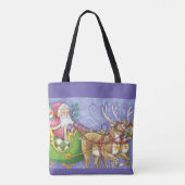 Tote Bag Caricature de Noël Santa Claus Sleigh Reindeer (Dos)