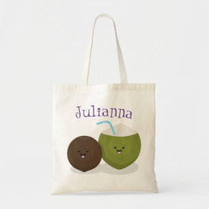 Tote Bag Caricature de noix de coco kawaii joyeux