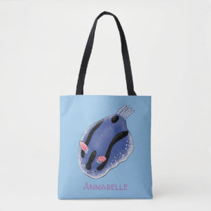 Tote Bag Caricature de nudibranche bleu mignon