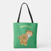 Tote Bag Caricature de petit tigre joyeux (Dos)
