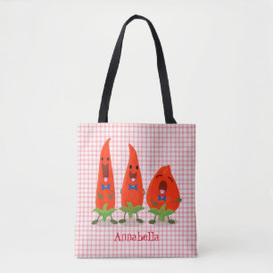 Tote Bag Caricature de piments chantants mignons