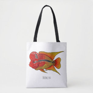 Tote Bag Caricature de poisson cichlide à fleur