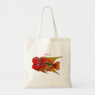 Tote Bag Caricature de poisson cichlide à fleur