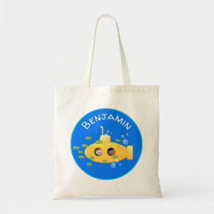 Tote Bag Caricature de poisson sous-marin jaune mignon