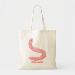 Tote Bag Caricature de vers de terre rose joli