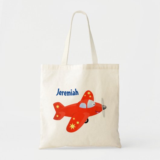 Tote Bag Caricature de vol d'avion rouge mignon (Devant)