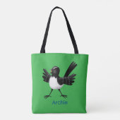 Tote Bag Caricature de Willie Wagtail australienne personna (Dos)
