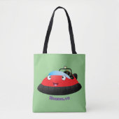 Tote Bag Caricature d'hovercraft rouge joyeux (Devant)