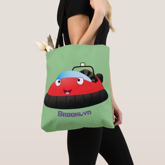 Tote Bag Caricature d'hovercraft rouge joyeux (De près)