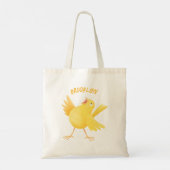 Tote Bag Caricature d'oiseau canari jaune chantant mignon (Dos)