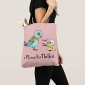 Tote Bag Caricature d'oiseau rose mignonne Meilleure maman (De près)