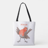 Tote Bag Caricature d'oiseau rouge chantant mignon (Dos)