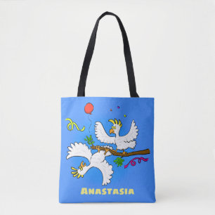Tote Bag Caricature d'oiseaux de cockatoo amusante