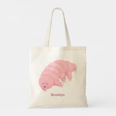 Tote Bag Caricature d'ours d'eau tardigrade rose mignon (Dos)