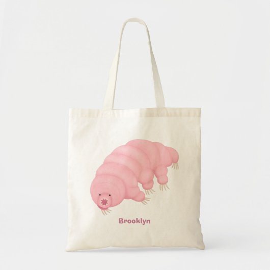 Tote Bag Caricature d'ours d'eau tardigrade rose mignon (Devant)
