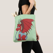 Tote Bag Caricature Dragon Rouge (De près)