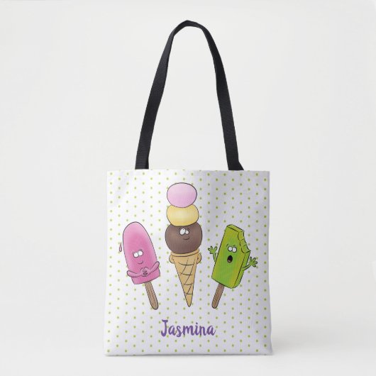 Tote Bag Caricature drôles de glace popsicle dessin animé t (Devant)