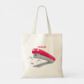 Tote Bag Caricature en agrafeuse rouge pâle (Dos)