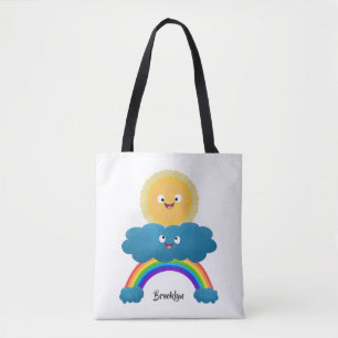 Tote Bag Caricature en arc-en-ciel du joyeux nuage de solei